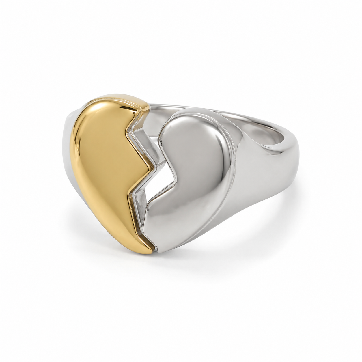 Anillo Bolt bicolor de acero 316L, vista lateral