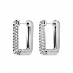 Aros Basic Pavé plateados de acero y circonitas, 2,5 cm, cierre click