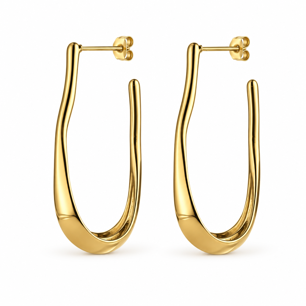 Aros Sway dorados de acero, 6 cm, con cierre de tuerca