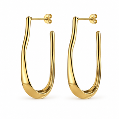 Aros Sway dorados de acero, 6 cm, con cierre de tuerca