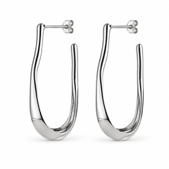 Aros Sway plateados de acero, 6 cm, con cierre de tuerca