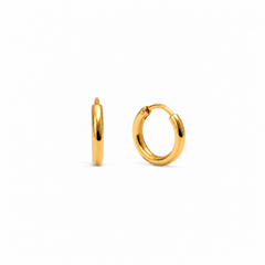 Pendientes Basic 8 dorados, pareja de aros lisos de 8 mm