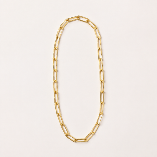 Collar Paper Link dorado de acero 316L, vista completa