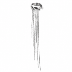 Ear cuff Silver Rain plateado de acero 316L con cadenas