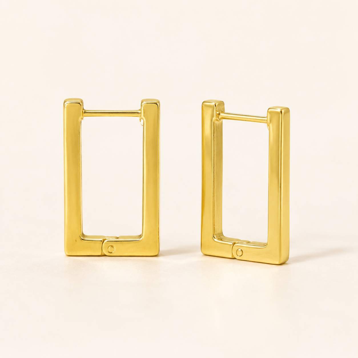 Pendientes Frame Click rectangulares dorados de acero 316L