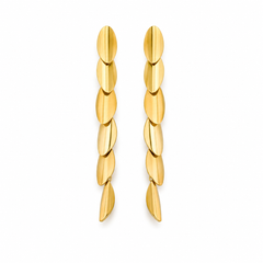 Pendientes Golden Leaves dorados de acero 316L, largo 7 cm