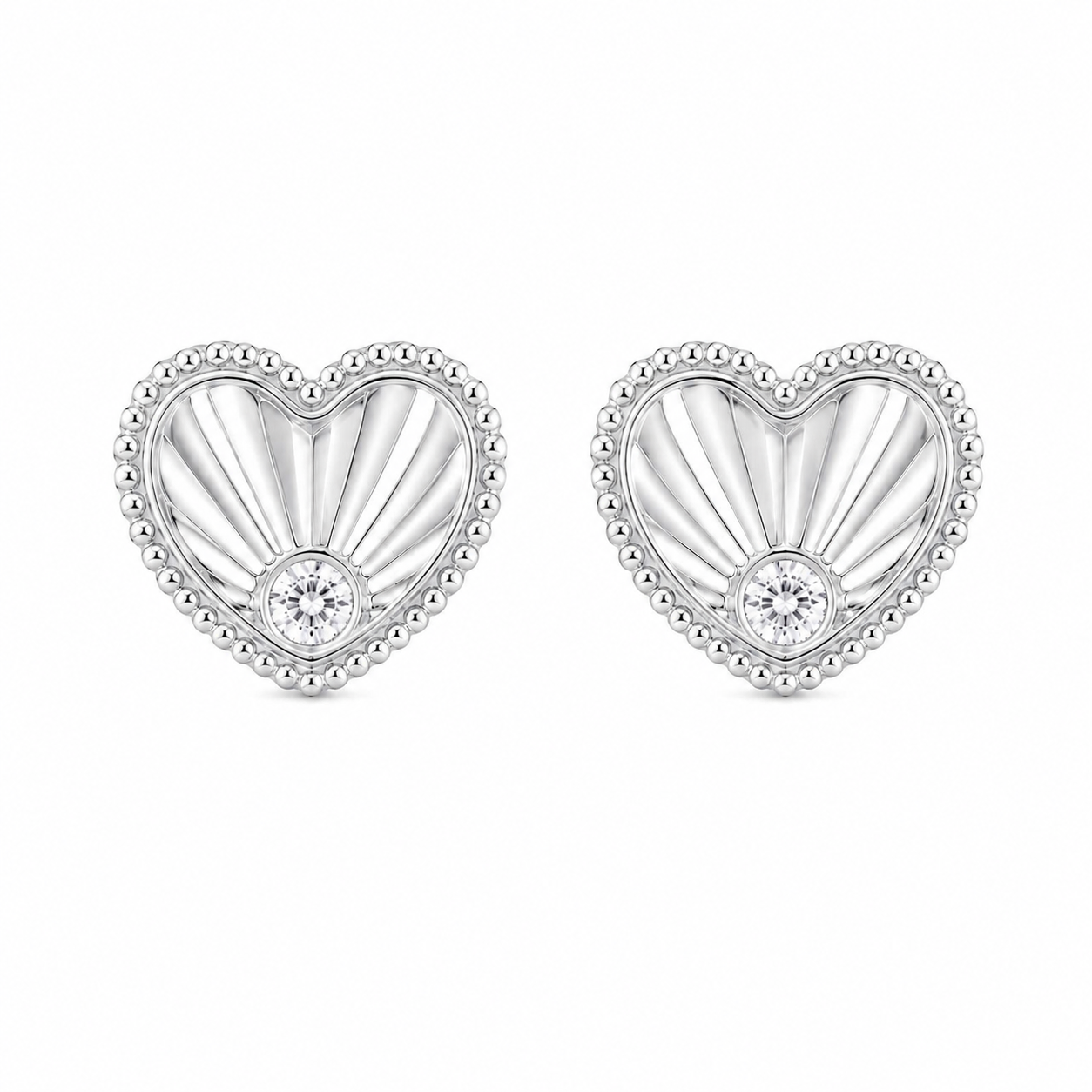 Pendientes Heartwave plateados de corazón en acero 316L