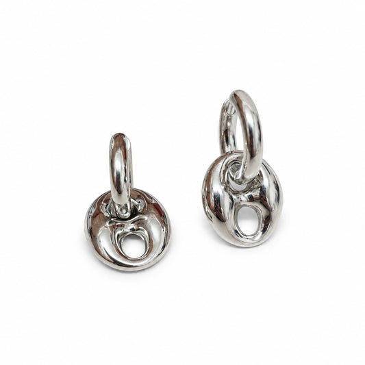 Pendientes Ocean Link de acero plateado con charm extraíble