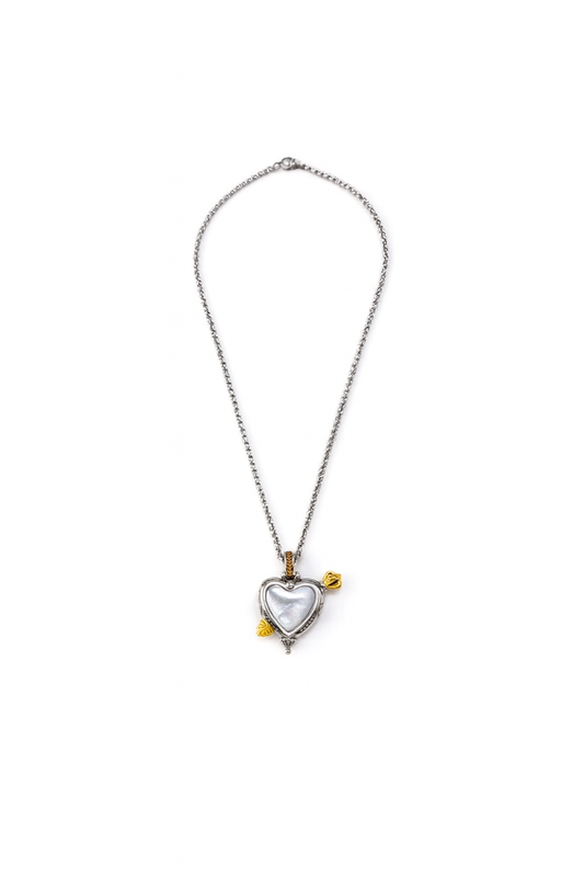 Collar Corazón Indomable bicolor con nácar natural de ALMADIVERSA