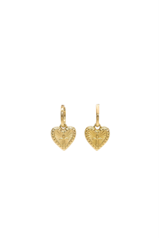 Pendientes Guadalupe de acero con corazón extraíble de ALMADIVERSA