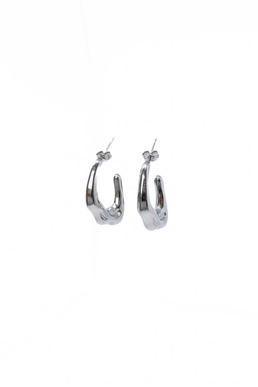 Pendientes de aro estilo chunky, acero plata. 