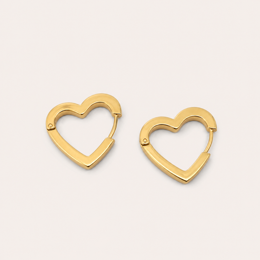 Pendientes acero dorado corazon 