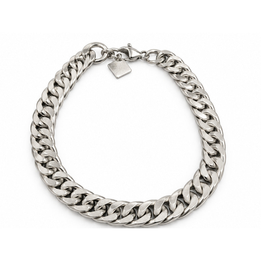 Pulsera Andén XL Plata de acero 316L vista completa