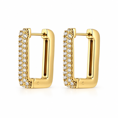 Aros Basic Pavé dorados de acero y circonitas, 2,5 cm, cierre click