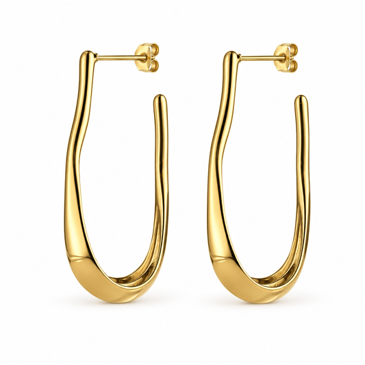 Aros Sway dorados de acero, 6 cm, con cierre de tuerca
