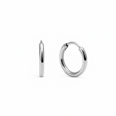 Pendientes Basic 10 plateados, pareja de aros lisos de 10 mm