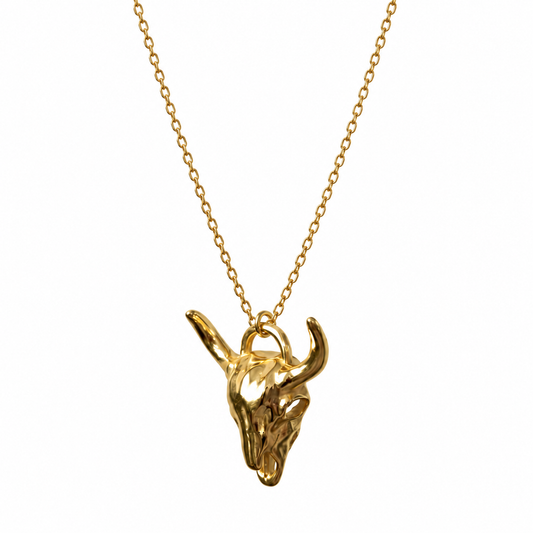 Collar Búfalo dorado con su cadena, sin otros collares