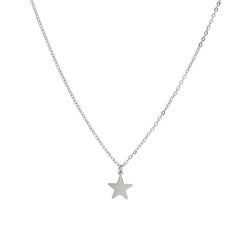Collar Estelar plateado con cadena fina de 45 cm y estrella de cinco puntas