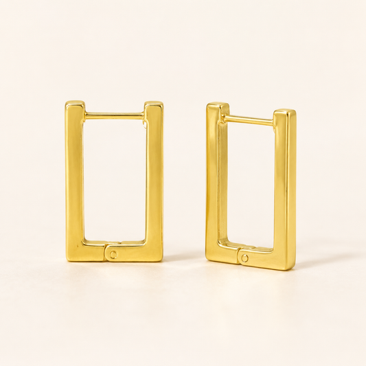 Pendientes Frame Click rectangulares dorados de acero 316L