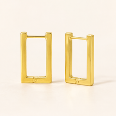 Pendientes Frame Click rectangulares dorados de acero 316L