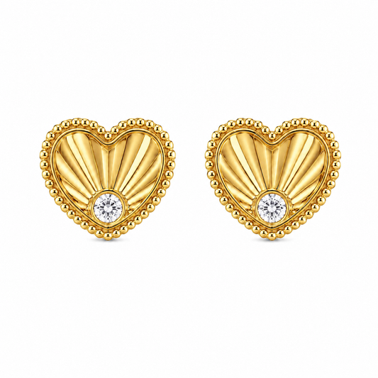 Pendientes Heartwave dorados de corazón en acero 316L