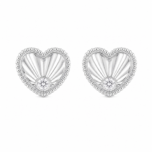 Pendientes Heartwave plateados de corazón en acero 316L
