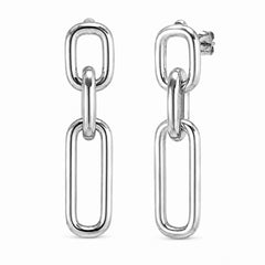 Pendientes Tensión plateados de acero inoxidable 316L con tres eslabones